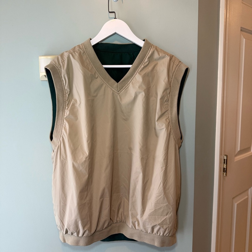 Vintage Wedge Tan and Green Reversible Golf Vest Men’s Large